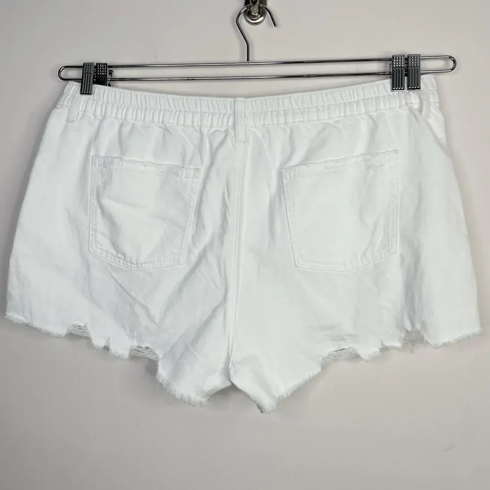 Aerie Daydream Distressed Comfy Denim Jean Shorts cutoffs White plus XXL 20